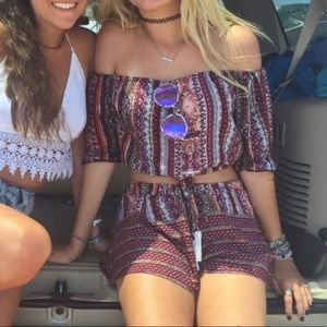 Patterned off the shoulder top